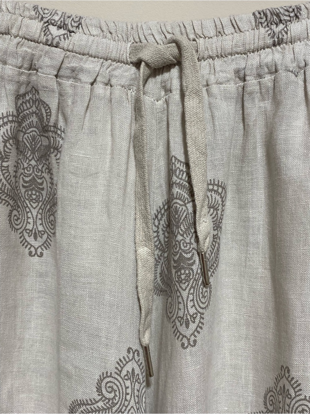 NWOT Civico 51 Wide Leg 100% Linen Pull-on Pants Printed Novelty Size M - Picture 3 of 8